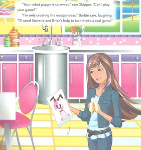 Barbie says: I can be a computer programmer. Or at least design a game and make coffee for the real programmers.